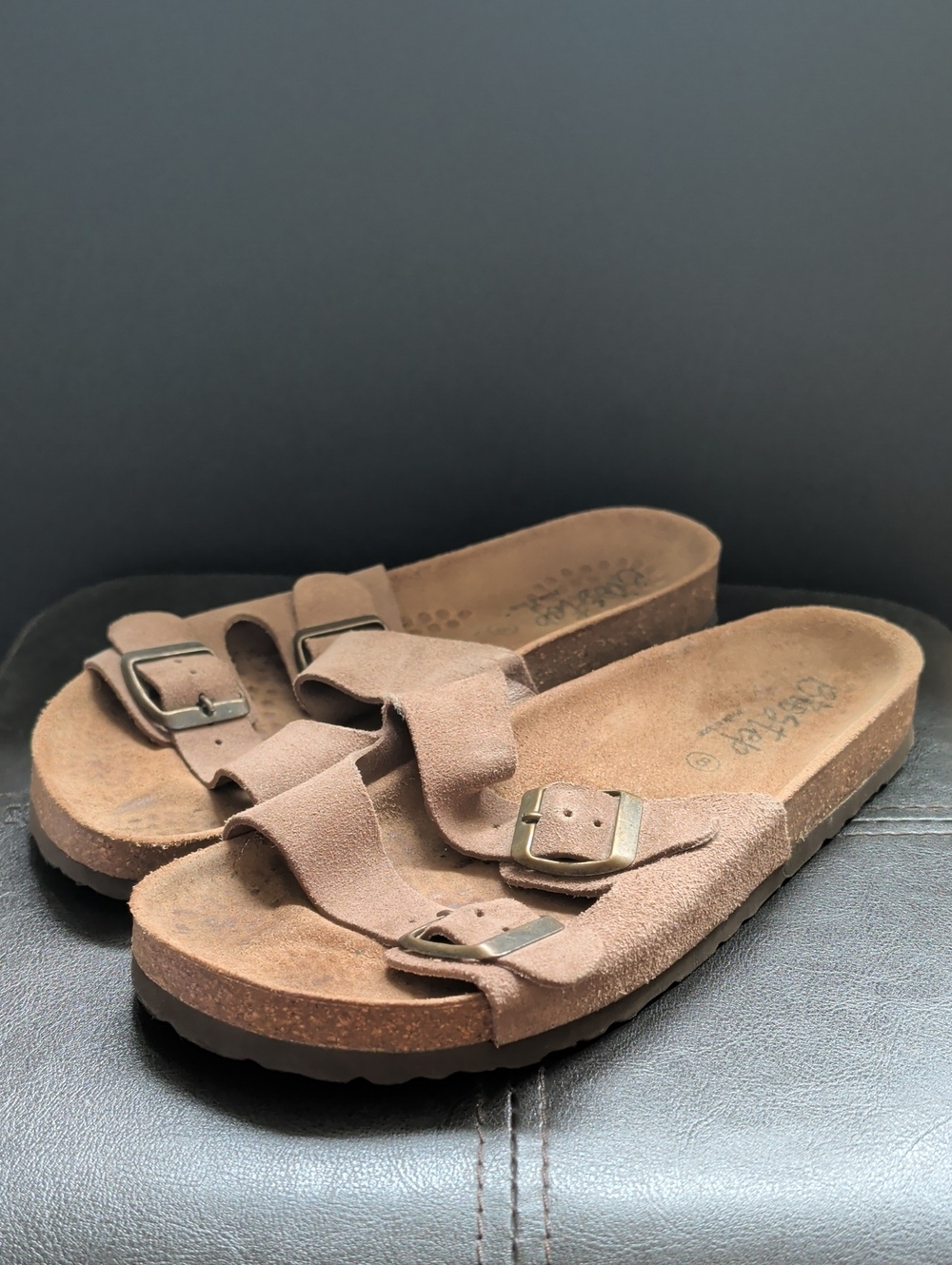 Biostep Tab Suede Leather Buckle Strap Birk Style Slide On Foot bed Sandals